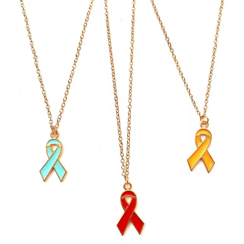 Women'S Fashion Boutique - Gold Color Enamel Breast Cancer Awareness