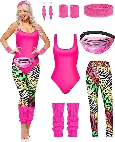 Women'S Fashion From The 80S - 7 Pcs 80s Fancy Workout Costume