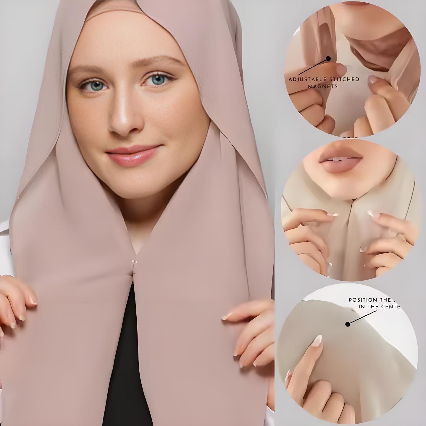 Women Fashion Malaysia - New Lazy Chiffon Hijab with Magnetic