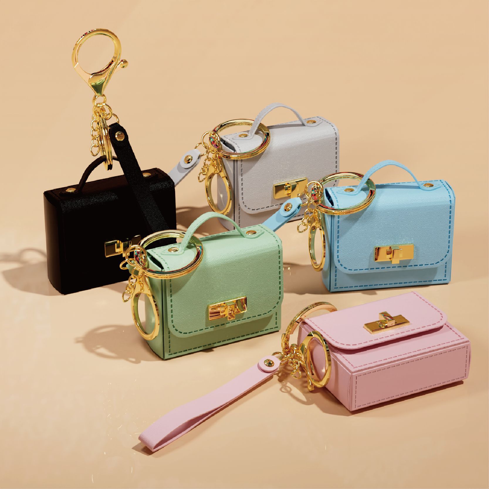 Women'S Ysl Fashion - Mini Key Chain Pouch Leather Handle