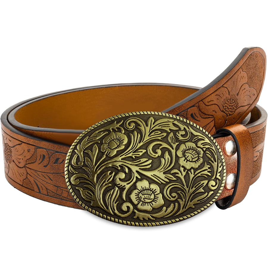 Tang Grass Pattern Buckle Belt - Women Fashion Nz 评论和价格