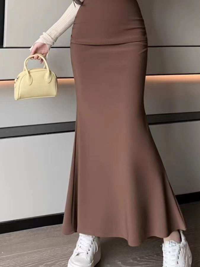 Fashionable Korean Style Pure  - A-Line Skirt Midi 评论和价格