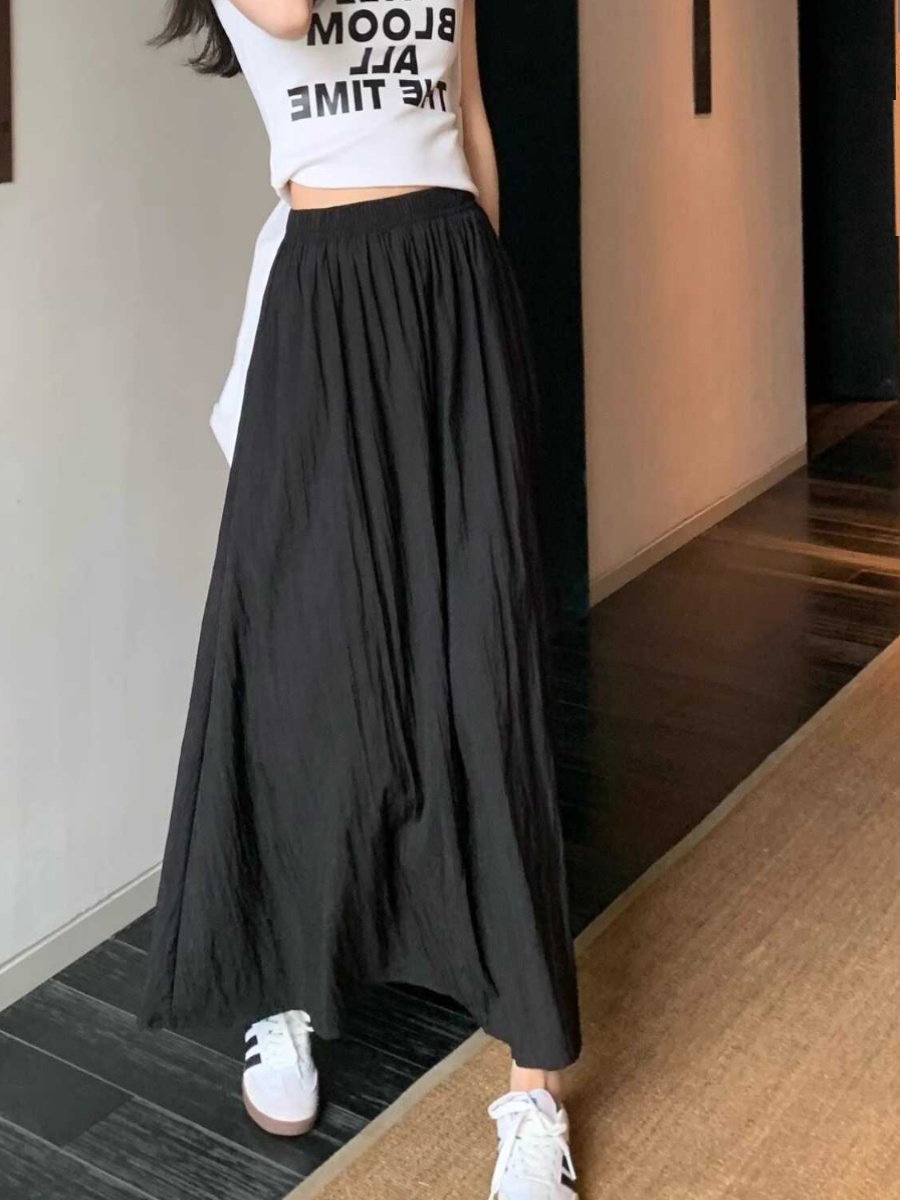Extra Large Size Ice Silk High - A-Line Skirt Midi 评论和价格