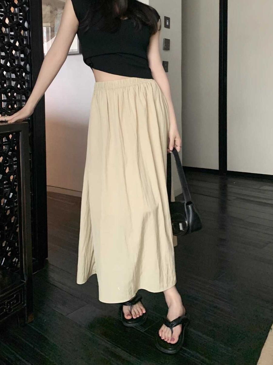 Extra Large Size Ice Silk High - A-Line Skirt Midi 评论和价格