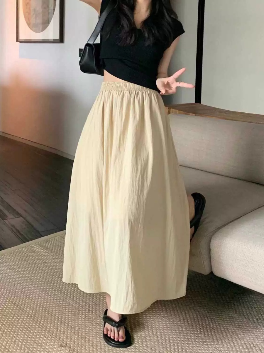 Extra Large Size Ice Silk High - A-Line Skirt Midi 评论和价格