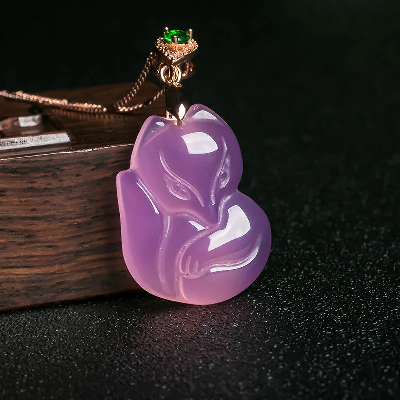 Natural Purple Agate Fox Penda - Women'S Fashion Jewellery 评论和价格
