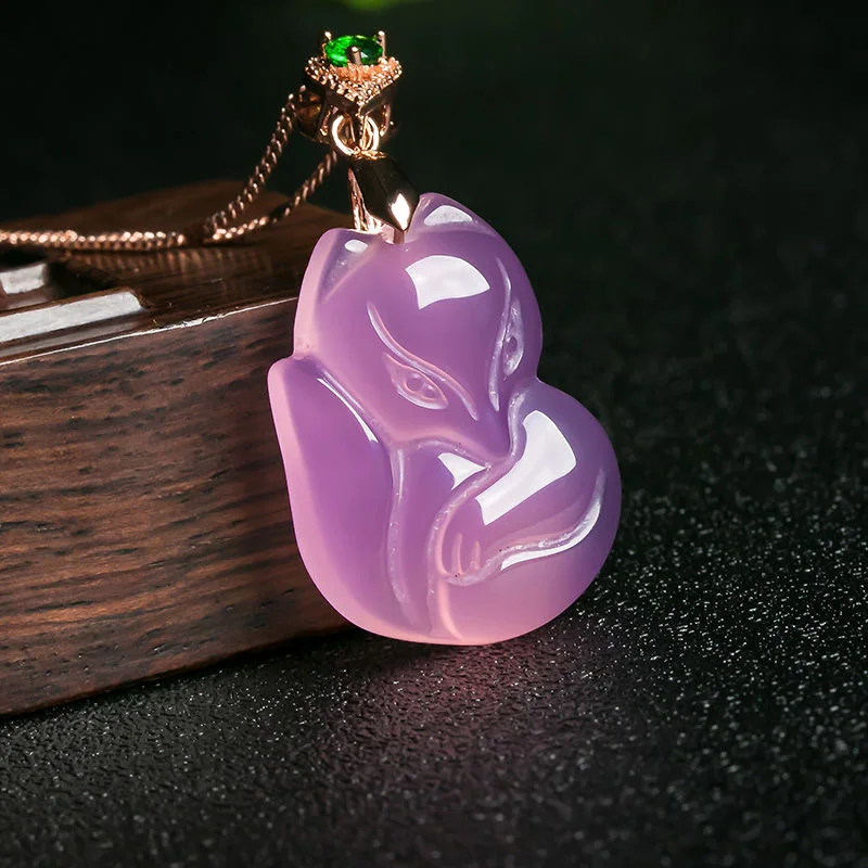 Natural Purple Agate Fox Penda - Women'S Fashion Jewellery 评论和价格