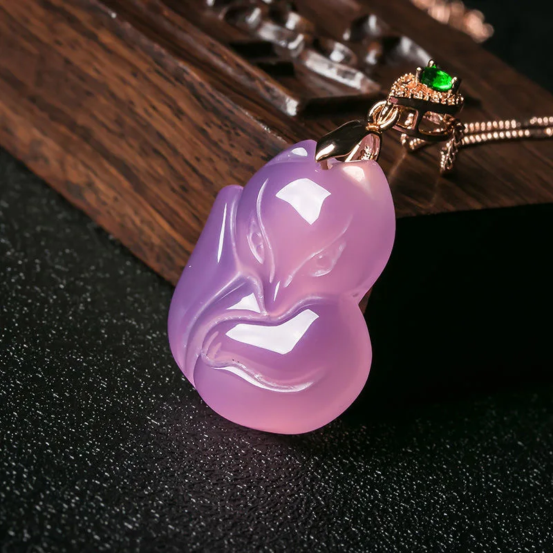 Natural Purple Agate Fox Penda - Women'S Fashion Jewellery 评论和价格