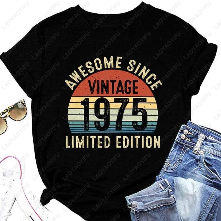 Vintage 1975 T-Shirts for Wome - Women'S Fashion In The 70S 评论和价格