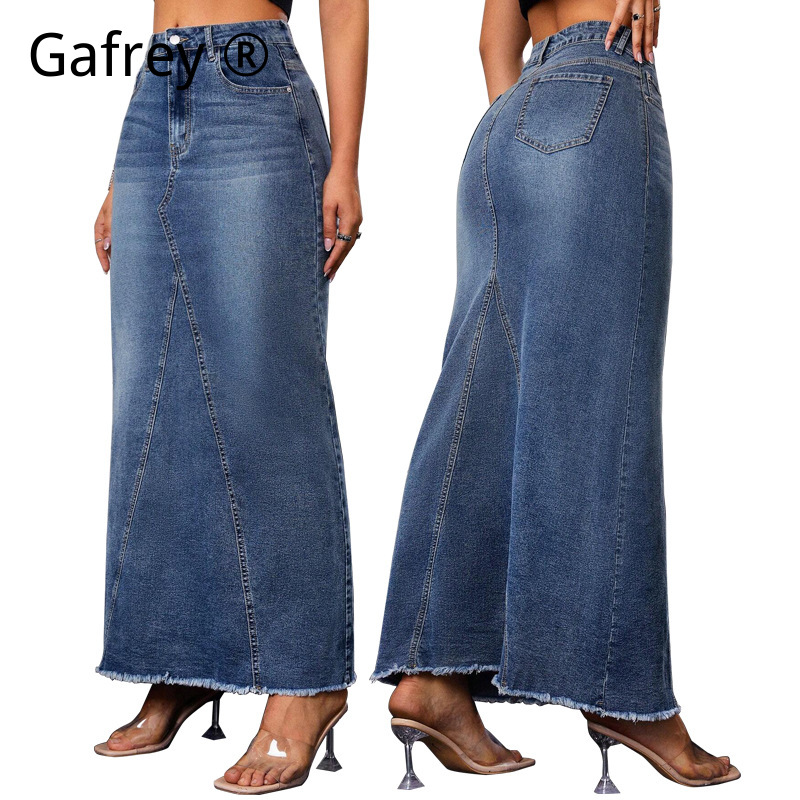 Women Denim Midi Skirt High Wa - A-Line Skirt Midi 评论和价格