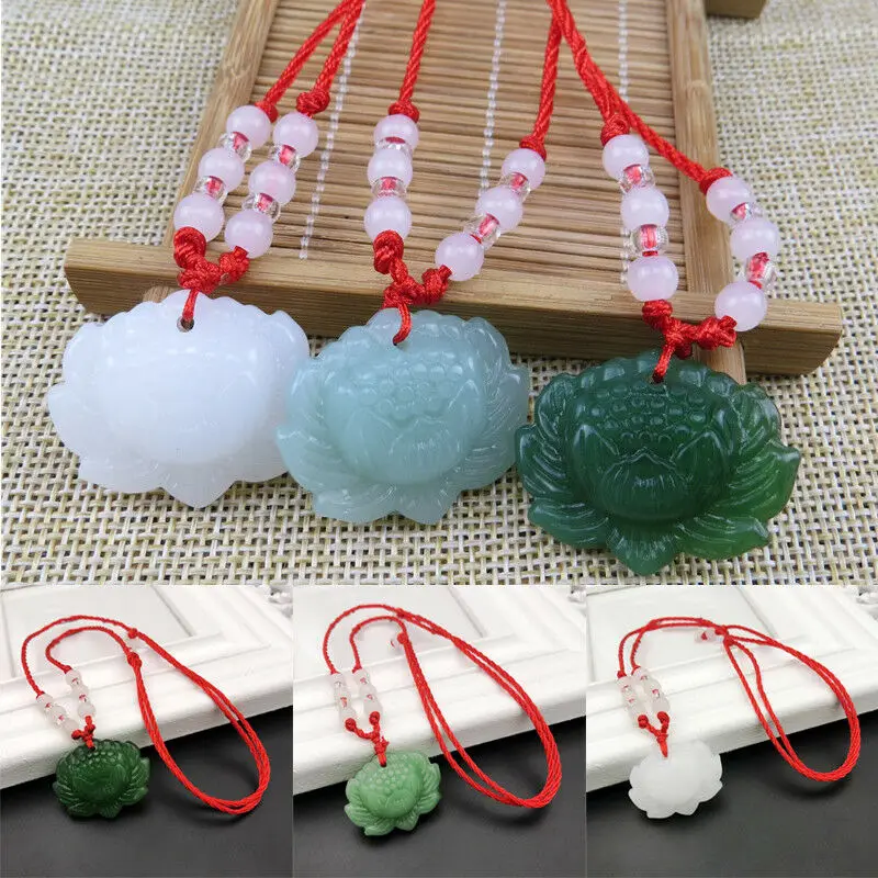 Natural Green Jade Lotus Penda - Women'S Fashion Jewellery 评论和价格