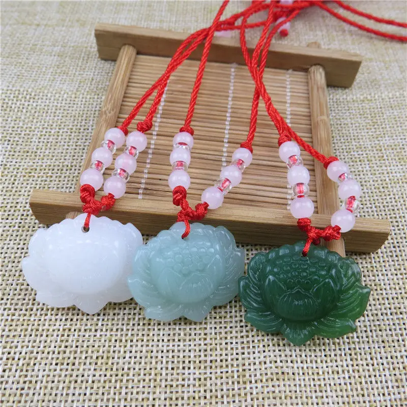 Natural Green Jade Lotus Penda - Women'S Fashion Jewellery 评论和价格