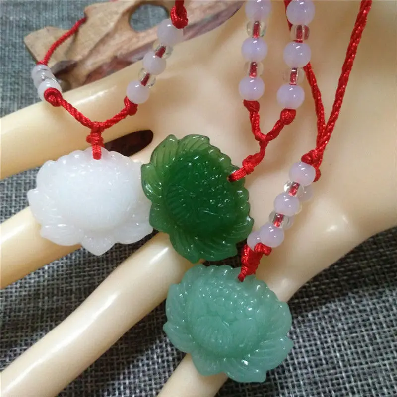 Natural Green Jade Lotus Penda - Women'S Fashion Jewellery 评论和价格