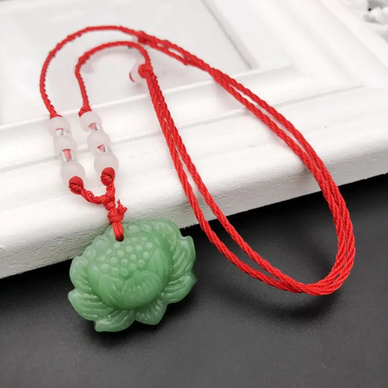 Natural Green Jade Lotus Penda - Women'S Fashion Jewellery 评论和价格