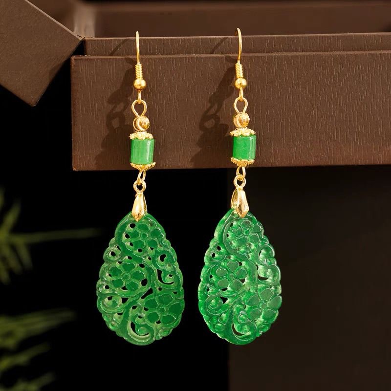 925 Silver Natural Green Jade  - Women'S Fashion Jewellery 评论和价格