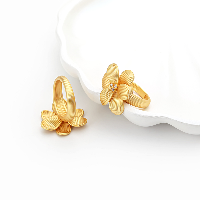 Cute Little Flower Stripes Rin - Women'S Fashion Rings Gold 评论和价格