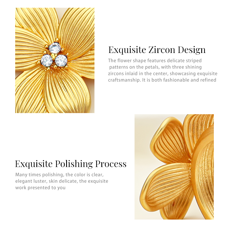 Cute Little Flower Stripes Rin - Women'S Fashion Rings Gold 评论和价格