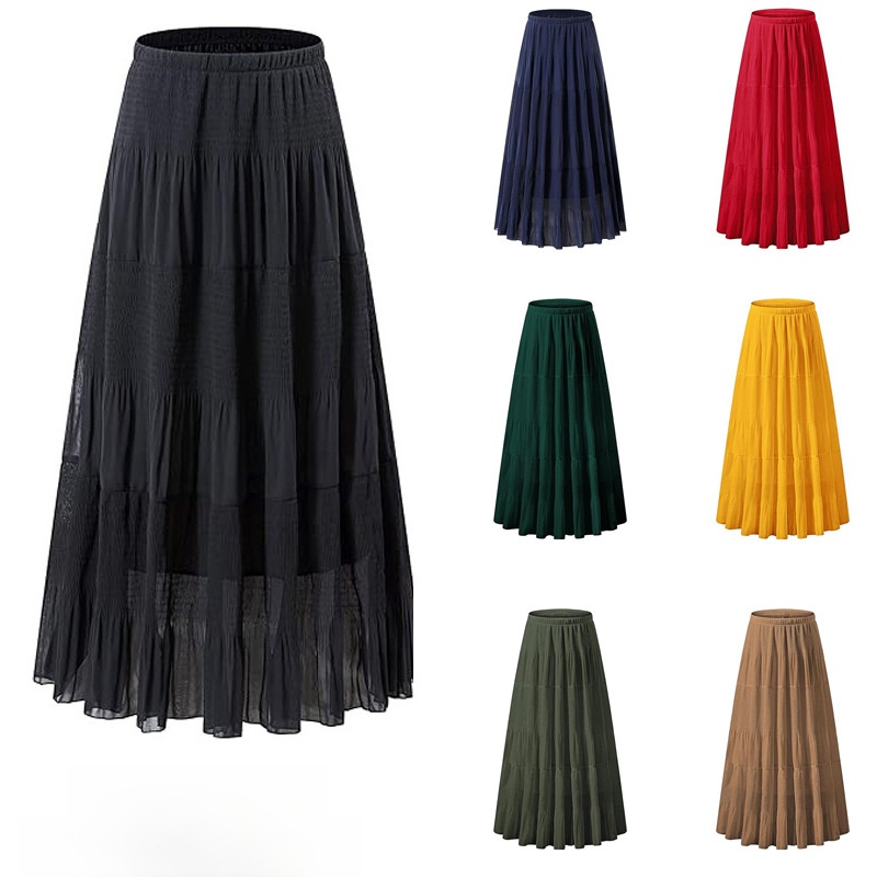 High Waist A-Line Long Skirt W - A-Line Skirt Midi 评论和价格