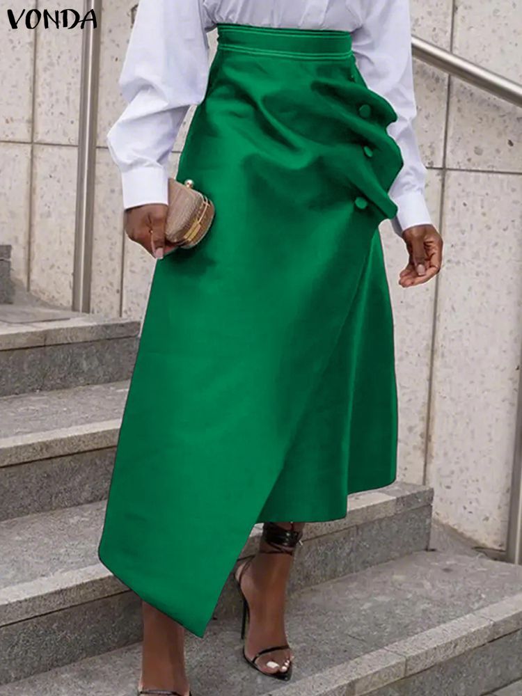 Plus Size Satin Skirts VONDA E - A-Line Skirt Midi 评论和价格