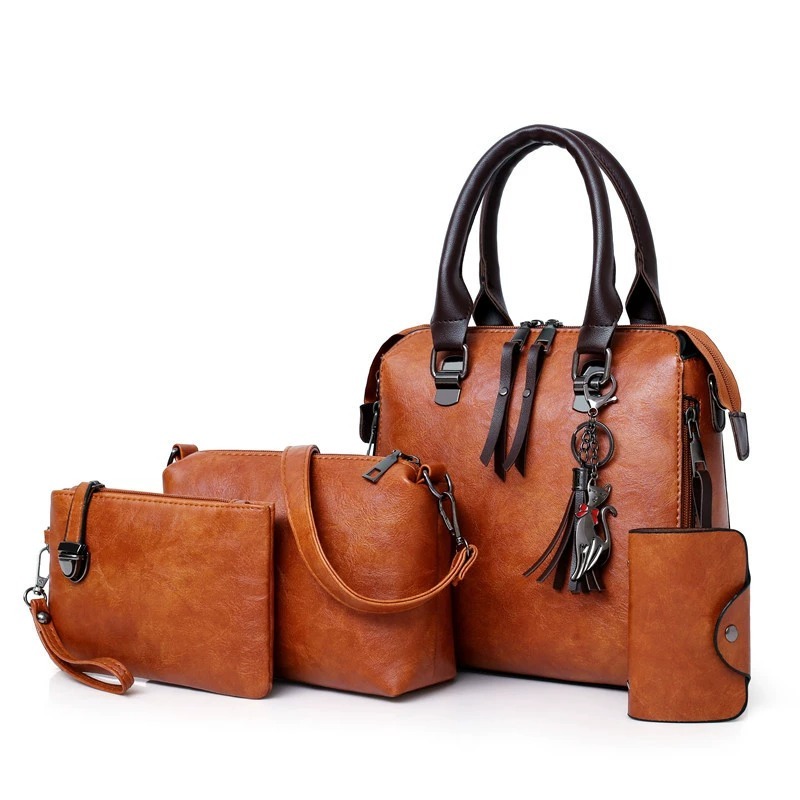 4Pcs Solid Color Bag Set With  - Women Fashion Handbags 评论和价格