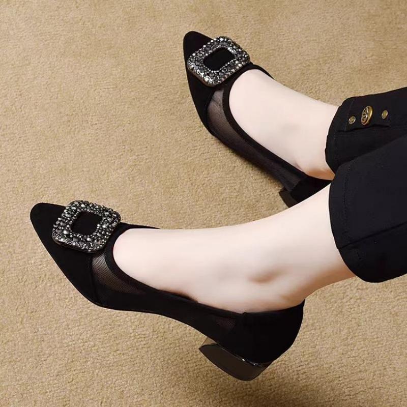Elegant Pointed Toe Mesh Block - Women'S Fashion Footwear 评论和价格